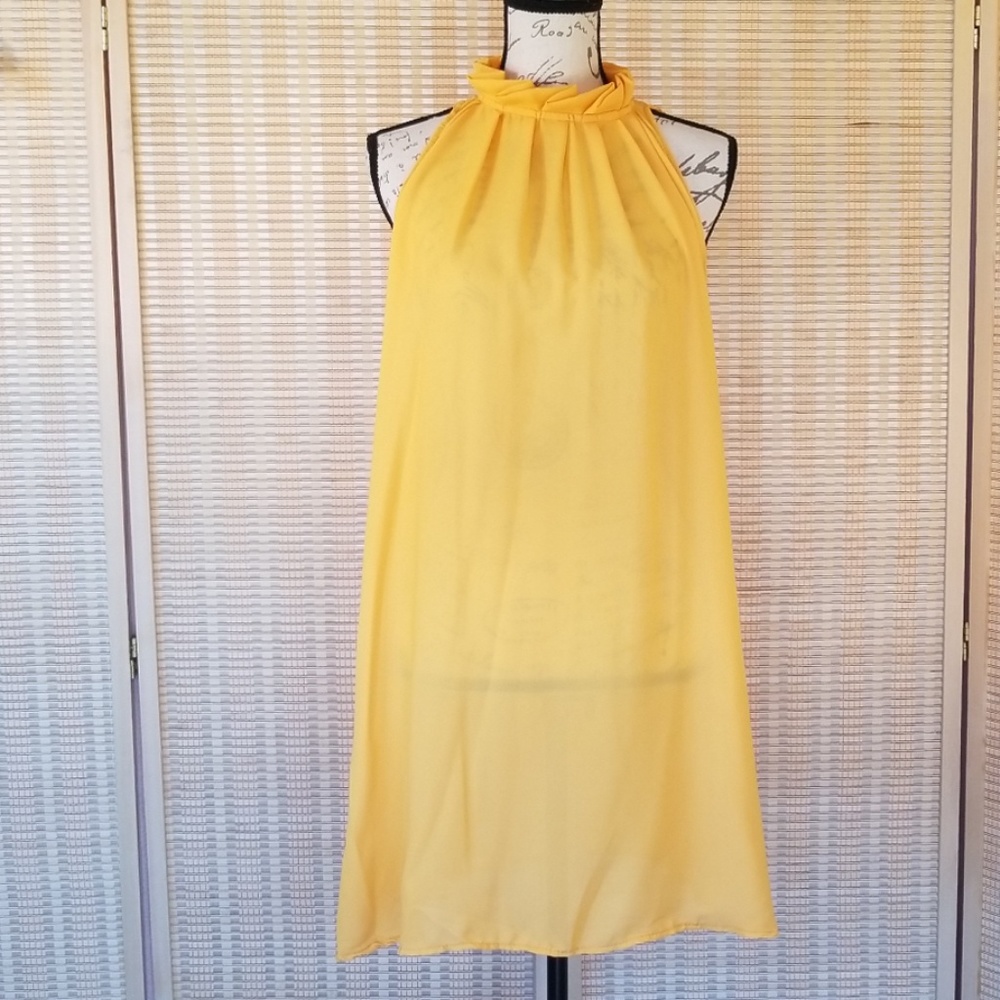 Vintage Yellow Semi-Sheer Cover-Up Dress